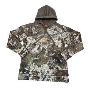 She Outdoor Hoodie Womens Medium Camo Strata Fleece Pullover Hunting Antler Logo